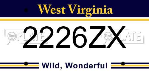 2226ZX West Virginia License Plate