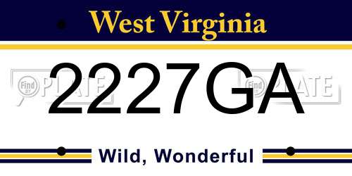 2227GA West Virginia License Plate