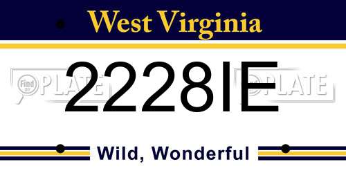 2228IE West Virginia License Plate