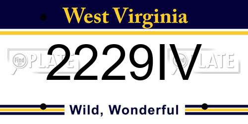2229IV West Virginia License Plate