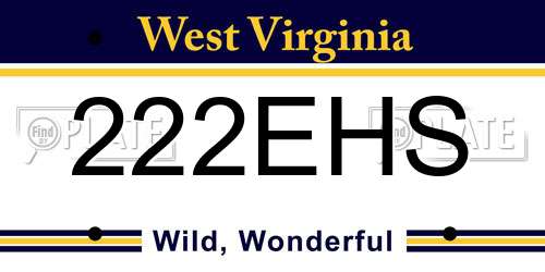 222EHS West Virginia License Plate