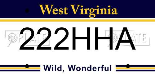 222HHA West Virginia License Plate