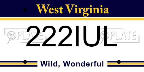 222IUL West Virginia License Plate