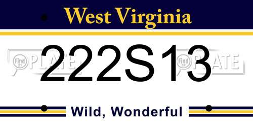 222S13 West Virginia License Plate