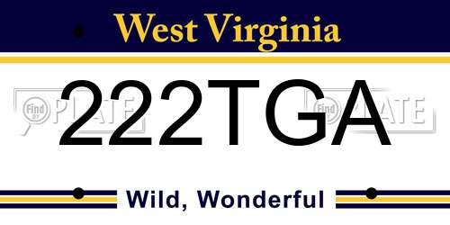 222TGA West Virginia License Plate