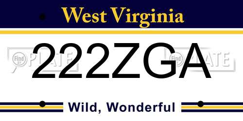 222ZGA West Virginia License Plate