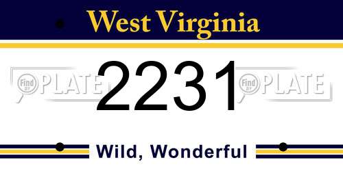 2231 West Virginia License Plate