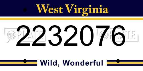 2232076 West Virginia License Plate