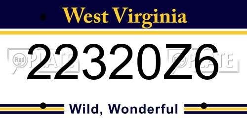 22320Z6 West Virginia License Plate