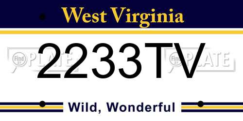 2233TV West Virginia License Plate