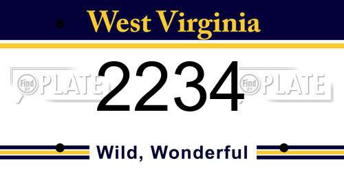 2234 West Virginia License Plate