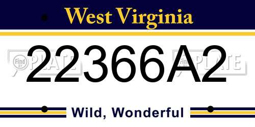 22366A2 West Virginia License Plate