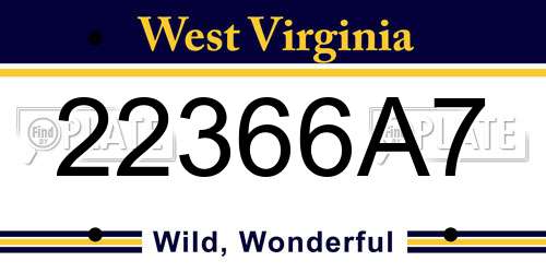 22366A7 West Virginia License Plate