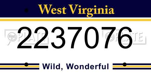 2237076 West Virginia License Plate