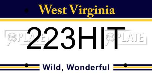 223HIT West Virginia License Plate