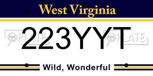 223YYT West Virginia License Plate