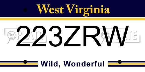 223ZRW West Virginia License Plate