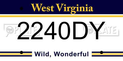 2240DY West Virginia License Plate