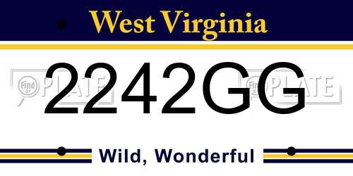 2242GG West Virginia License Plate
