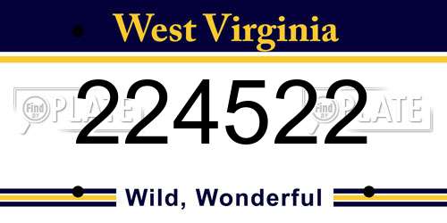 224522 West Virginia License Plate