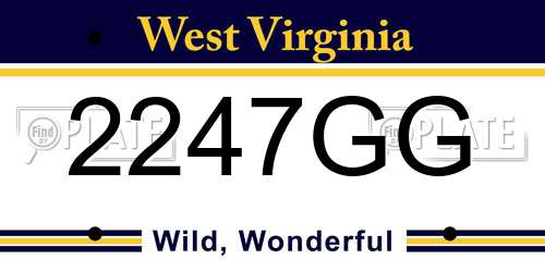 2247GG West Virginia License Plate