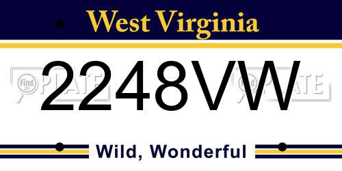 2248VW West Virginia License Plate