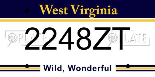 2248ZT West Virginia License Plate