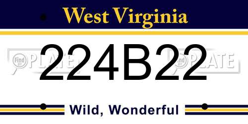 224B22 West Virginia License Plate