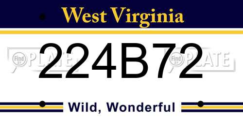 224B72 West Virginia License Plate