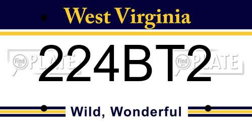 224BT2 West Virginia License Plate