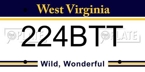 224BTT West Virginia License Plate