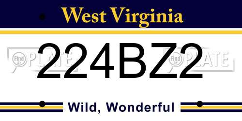 224BZ2 West Virginia License Plate