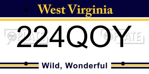 224QOY West Virginia License Plate