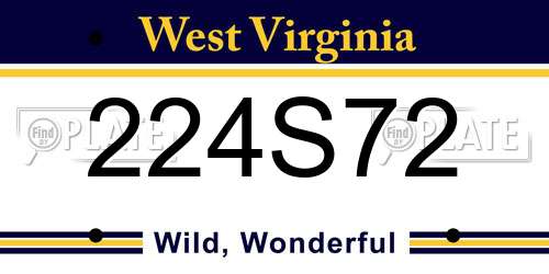 224S72 West Virginia License Plate