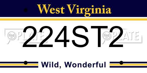 224ST2 West Virginia License Plate