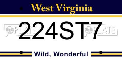 224ST7 West Virginia License Plate