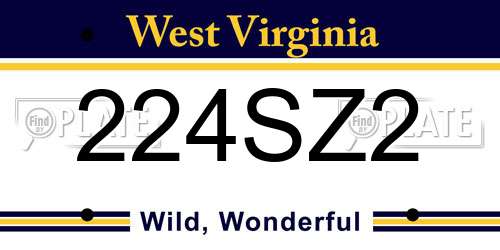 224SZ2 West Virginia License Plate