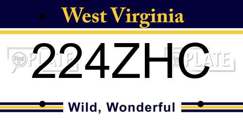 224ZHC West Virginia License Plate