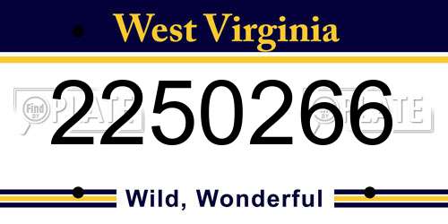 2250266 West Virginia License Plate