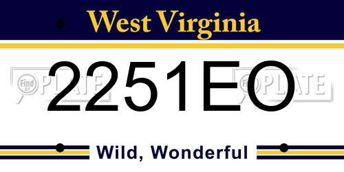 2251EO West Virginia License Plate