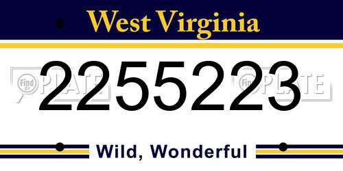 2255223 West Virginia License Plate