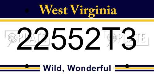 22552T3 West Virginia License Plate