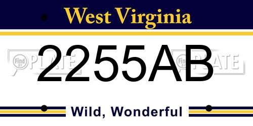 2255AB West Virginia License Plate