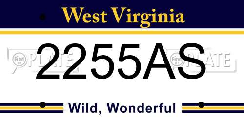 2255AS West Virginia License Plate