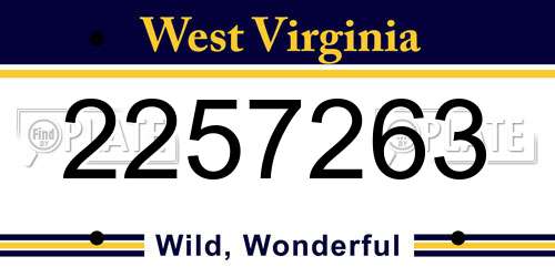 2257263 West Virginia License Plate