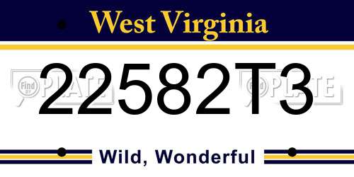 22582T3 West Virginia License Plate