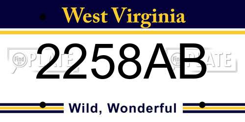 2258AB West Virginia License Plate