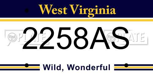 2258AS West Virginia License Plate