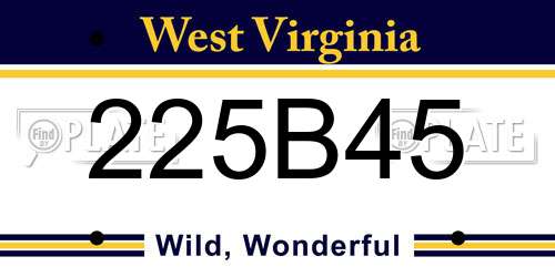 225B45 West Virginia License Plate