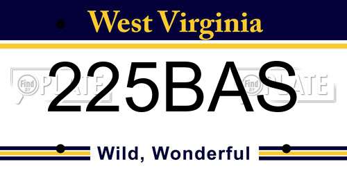225BAS West Virginia License Plate